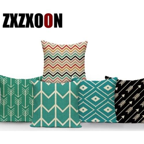 Polyester Square Stripe Wave Geometric Decorative Pillow Cushion Cover Case for Sofa Home Bedroom Capa De Almofadas