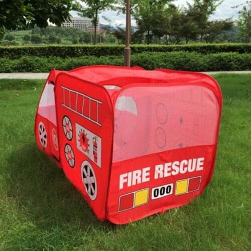 Kids Popup Indoor & Outdoor Fire Truck Car Shaped Ball Pit Play Tent Hut Toy