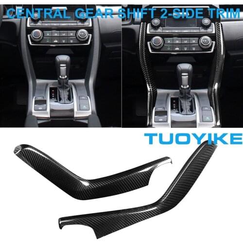 LHD Styling Carbon Fiber Console Central Gear Shifter 2-Sides Decorative Frame Cover Panel Trim For Honda CIVIC 10th 10x 2016-20
