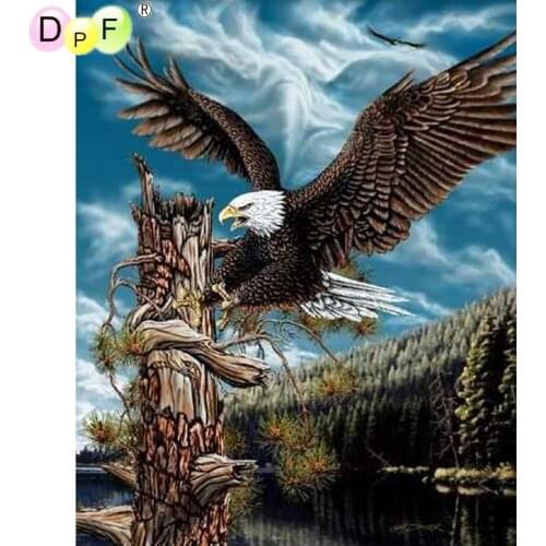 DPF 5D Round full Diamond painting Cross Stitch Diamond Embroidery Needlework eagle fly in the sky diamond Mosaic decor crafts