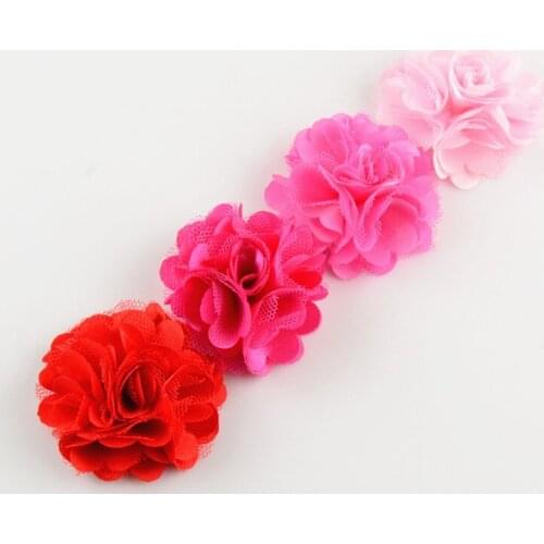 Hot Sale 40pcs/lot 7CM Chiffon Flower Fabric Flowers For Headband DIY Hair Accessories LSFB024