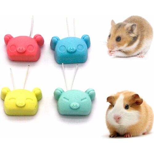 Stone Small Pets Teeth Grinding Toys Pig Shape With Wire Hanging Cage Chew Oral Care Supplies For Hamster Squirrel Parrot