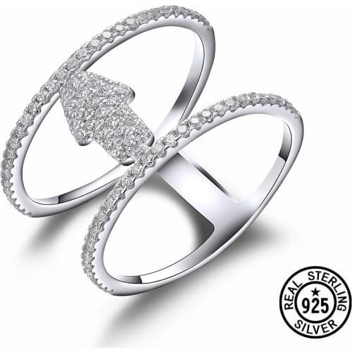 New Turkish Evil Eye Hand Hamsa Ring For Women Crystal Zircon 925 Sterling Silver Accessories Fine Jewelry Wholesale