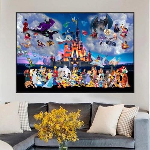 Disney Character Collection Canvas Painting Mickey Mouse Lion King Print Poster Wall Art Picture for Living Room Decor Cuadros