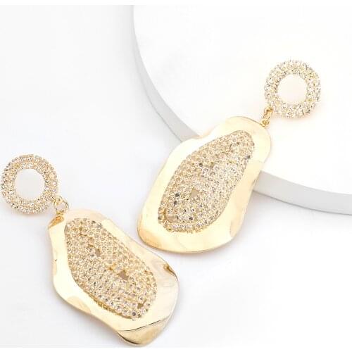 Fashion Metal Rhinestone Irregular Geometric Earrings Womens Creative Dangle Earrings Party Jewelry Accessories