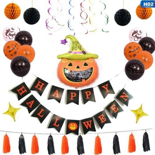 Halloween Balloons Set Cartoon Pumpkin Ghost Bat Balloon Decorations Foil Balloons Kids Inflatable Toys Halloween Party Supplies
