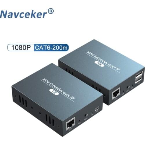 Navceker KVM HDMI USB Extender Over TCP IP 150m IR HDMI KVM Extender RJ45 By CAT5e CAT6 1080P IP KVM Extender HDMI IP Network