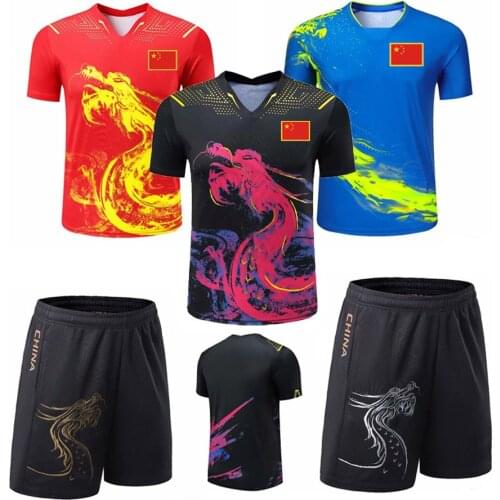 2021 Latest China Dragon table tennis Jerseys Men Women Child China ping pong Shorts Table tennis clothes table tennis t Shirts