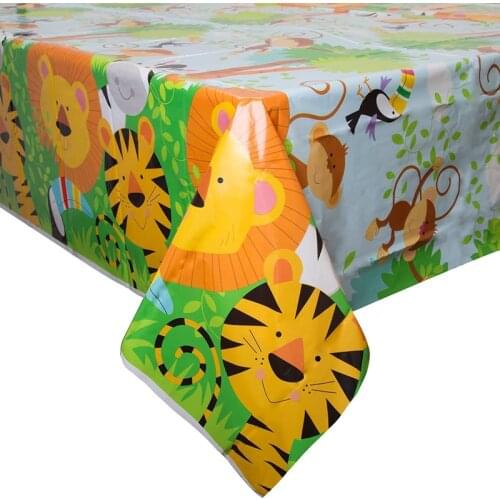 Omilut Jungle Safari Disposable Tablecloth Wild One Party Disposable Tableware Baby Shower 1th Birthday Supplies Decor