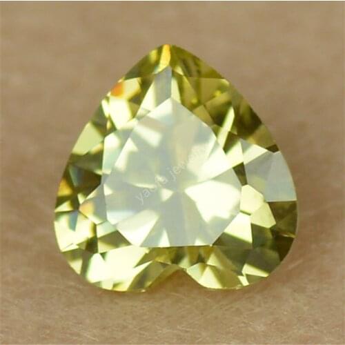 Sale 2*2~15*15mm 5A Olive Yellow Color Loose Synthetic Gems Cubic Zirconia Heart Shape Cut CZ Stone Beads For Jewelry