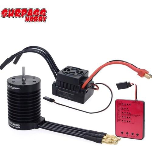 RC Waterproof F540 V2 3300KV 4370KV Sensorless Brushless Motor & 60A Brushless ESC+ Program Card For 1/10 RC Truck Monster Buggy