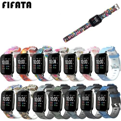 FIFATA 20MM Colorful Painting Silicone Sport Strap For Xiaomi Haylou LS02/Huami Amazfit GTS/GTS 2/Garmin Vivoactive 3/Venu Watch