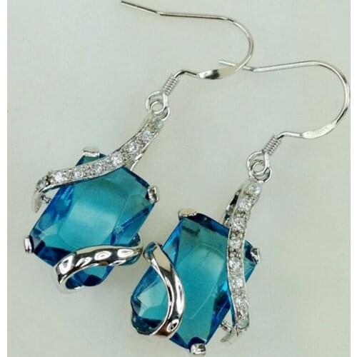 SHUNXUNZE Luxury Charms best sell Engagement Earrings For womens clothing accessories Blue Cubic Zirconia Rhodium Plated R832