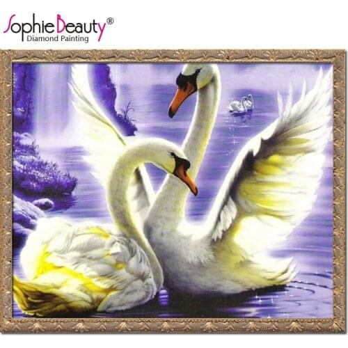 Sophie Beauty Romantic Gift Needlework Diy diamond painting cross stitch kits 3d rhinestone pasted crystal resin lover swan art