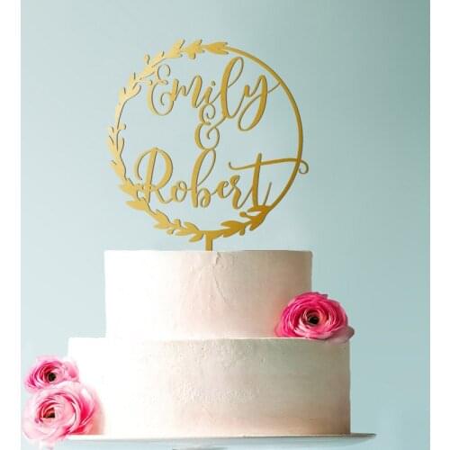 Cake Topper for Wedding with First Names Personalized Rustic Style Wedding Custom Mr Mrs Cake Topper Gold Unique Wedding Topper