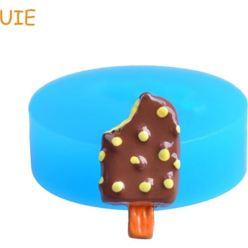 XYL049U 18.4mm Tiny Bitten Ice Cream Bar / Popsicle with Chocolate Chip Silicone Push Mold Miniature Sweets Jewelry