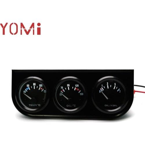 YOMI 52MM 3'' 1 Oil temp meter +water temp gauge +Oil Pressure Gauge Kit car meter Car Gauge Triple tachometer YC101268