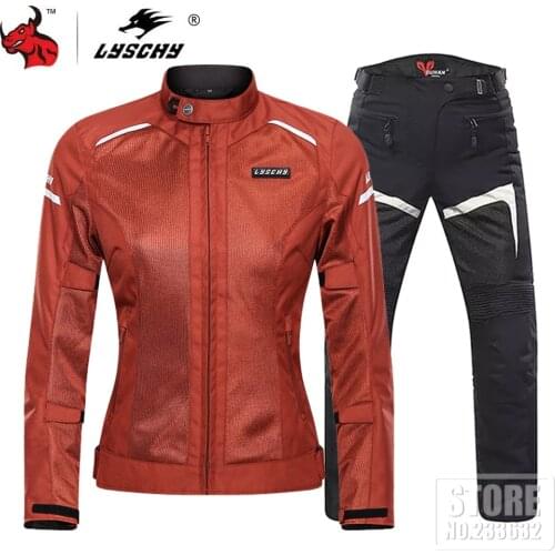 LYSCHY Women Motorcycle Jacket Protective Gear Summer Breathable Mesh Jaqueta Motociclista Motorbike Motocross Racing Clothes