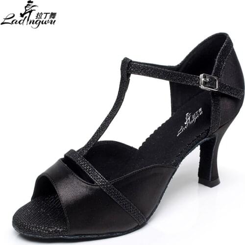 New Ladies Golden/Purple/Black Satin and Flash Latin Salsa Dance Shoes Tango Samba Dance Shoes Size 35-44