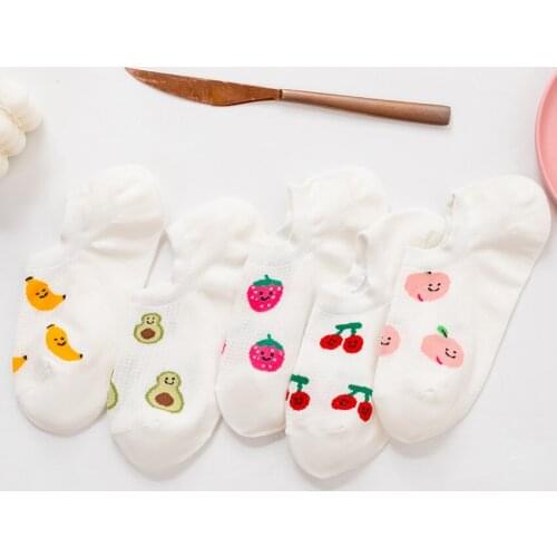 Female boat socks student white socks fruit series avocado strawberry 2020 new shallow mouth mesh breathable cute cotton socks
