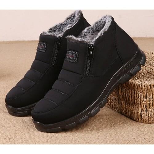 Winter New Thick Couple Snow Boots Plus Velvet Warm Side Zipper Outdoor Casual Short Boots Cold Resistance Men Cotton Shoes