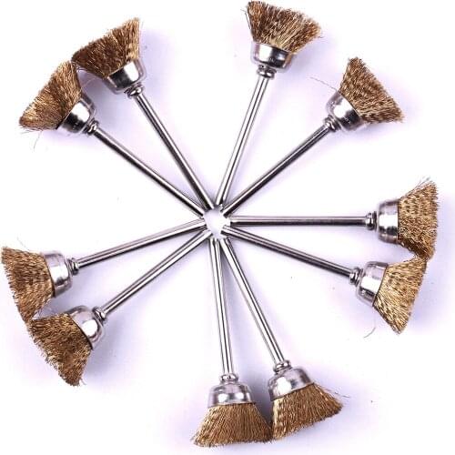 10Pcs 3mm Brass Wire Brushes Wheel Dremel Accessories for Rotary Tools Grinder