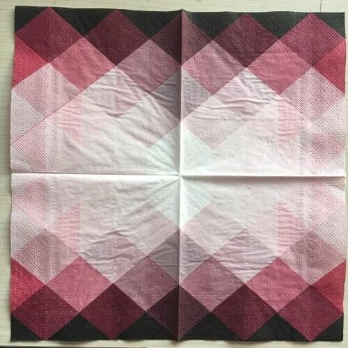 20 3-ply vintage table folded print napkins paper pink red brown changecolor decoupage wedding Christmas party decor serviettes