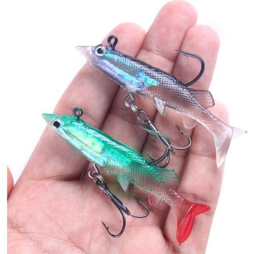 HENGJIA 5pcs lot Grey Soft Lure 8cm 11g Wobblers Artificial Bait Silicone Fishing Lures Sea Bass Carp Fishing Lead Fish Jig