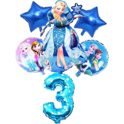 6Pcs Disney Frozen Princess Elsa Anna Balloons Baby Shower Girl Kid Birthday Party Decoration Balloons Toy Decoration Wedding