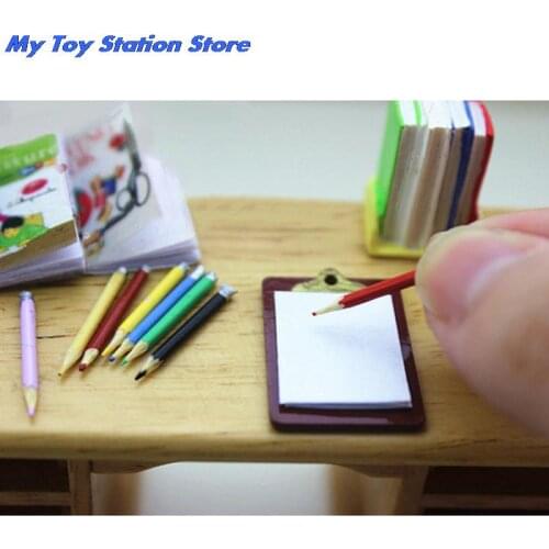 8 Pcs/lot 1/12 Dollhouse New Fashion Miniature Accessories Mini Colorful Model Pencil Doll Accessories