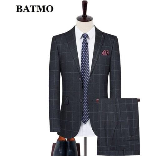 BATMO 2021 new arrival autumn high quality Plaid suits men, mens wedding suit ,plus-size S-XXXL 661