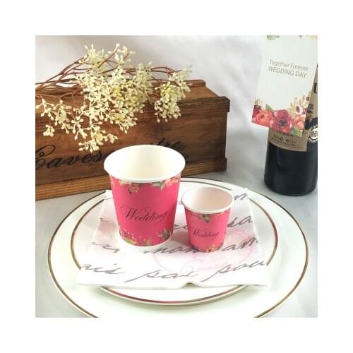 Free shipping 100pcs/lot rose red European style paper cup wedding creative disposable paper cup