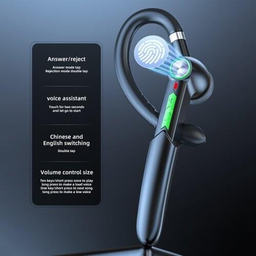 Fingerprint Touch 5.0 Bluetooth-Compatible Headset Handsfree HIFI Wireless Earphone Earpiece With Mic 110mAh Lithium Battery