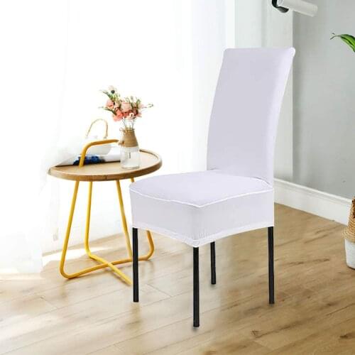 6PCS/Set White Spandex Chair Covers, Washable Slipcovers Seat Covers for Kitchen Dining Room Chairs