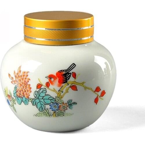 European Style Color Flower Ceramic Tea Pot Household Ointment Powder Storage Pot Jewelry Cosmetic Bottle Modern Home Decoration