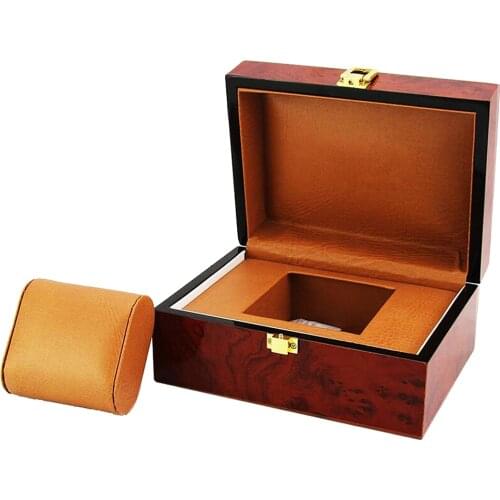 Wooden Watch Box Single Slot Mens Wristwatch Organizer Jewelry Display Case with Removable Cushion
