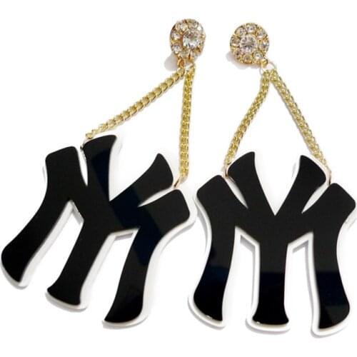 Euramerican Fashion Black Big Letter Symbol Earrings For Women Nightclub Hyperbole Acrylic Drop Earrings Hiphop Jewelry E19028