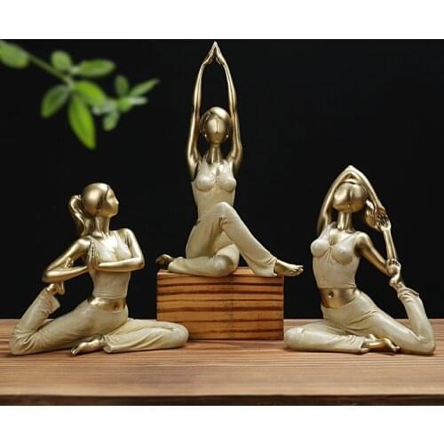 French Resin Yoga Figure Figurines Luxury Golden Yoga Girl Crafts Living Room Desktop Character Ornaments Home Decoration Gifts