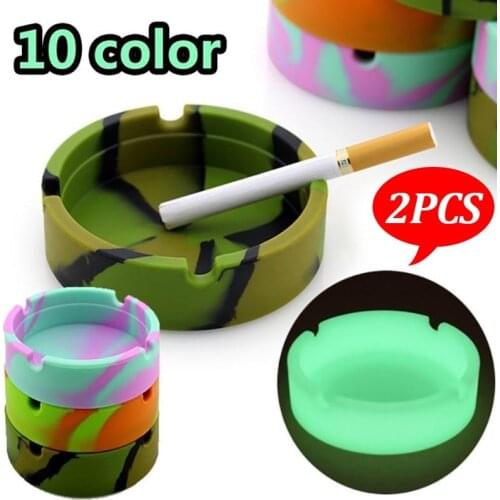 Glow In The Dark Luminous Silicone Ashtray For Smoking Cigarette Cigar Home Accessories