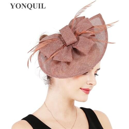 Imitation Sinamay feather Peach Fascinator Party Hat Irregular Shap Headwear Wedding Headpiece Occasion With Hair Clips