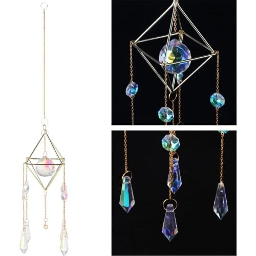 Crystal , Rainbow Prism, Window ,Gold plated celestial , Home Bedroom Window Garden Decoration
