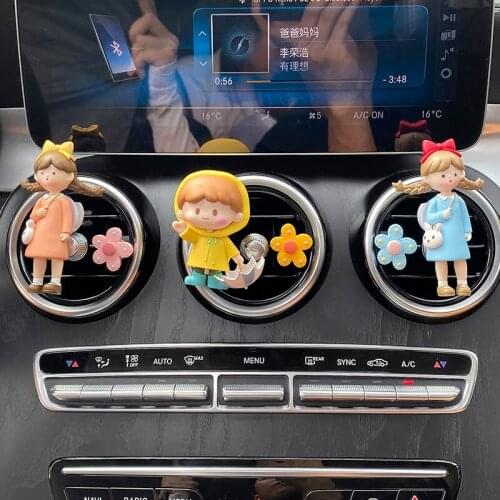 Ins Fashion Cartoon Girl Resin Car Interior Supplies Cute Car Aroma Air Conditioning Air Outlet