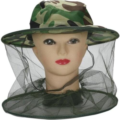 1pcs Camouflage Beekeeping Anti-mosquito Bee Bug Insect Fly Mask Cap Hat Head Net Fishing Caps Fishing Apparel