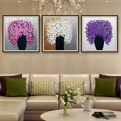 Oil painging on canvsa by 100％handed flower painting abstract wall art decorations for living room No framed