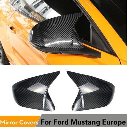Carbon Fiber Car Rearview Mirror Covers Caps for Ford Mustang Europe 2015-2020 Side Mirror Covers Caps Shell Case Horn Add On