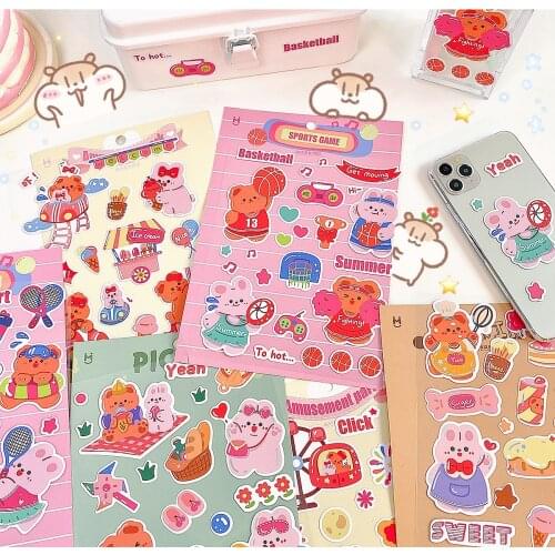 Cute Stationery Sticker Kawaii Waterproof Medium Craft Stickers Ins Korea Diary Mobile Phone Decor Hand account Stickers 1 Piece