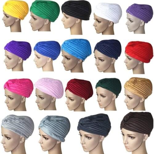 Fashion Women Hijab Turban Headwrap Cap Islamic Solid Hat Muslim Indian Caps New AIC88