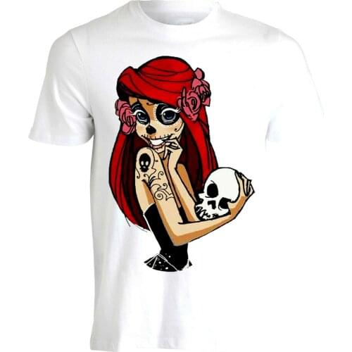 Pin Up Sugar Skull Ariel Tattoo Alt Hipster Little Mermaid Mens T-Shirt Top 2019 Unisex Tees