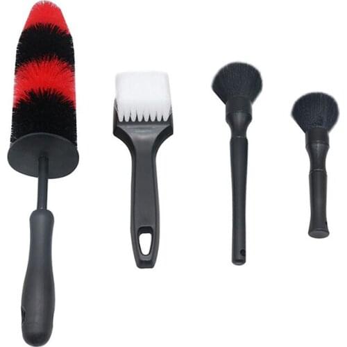4 Pcs/set Car Cleaning Brush Set Car Interior Brush Tire Brush Combination Office Keyboard Cleaning Brush Household Brush