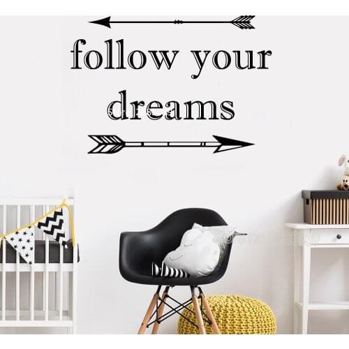 Follow Your Dreams Decal Arrows Quote Wall Vinyl Sticker Tribal Theme Kids Room Art Nursery Decor Baby Shower Wall Decals LC1078
